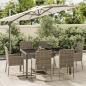 Preview: ARDEBO.de - 7-tlg. Garten-Essgruppe mit Kissen Grau Poly Rattan