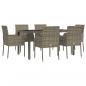 Preview: 7-tlg. Garten-Essgruppe mit Kissen Grau Poly Rattan