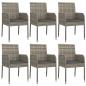 Preview: 7-tlg. Garten-Essgruppe mit Kissen Grau Poly Rattan