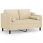 Preview: 2-Sitzer-Sofa mit Zierkissen Creme 120 cm Stoff