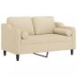 Preview: 2-Sitzer-Sofa mit Zierkissen Creme 120 cm Stoff
