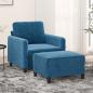 Preview: ARDEBO.de - Sessel mit Hocker Blau 60 cm Samt