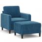 Preview: Sessel mit Hocker Blau 60 cm Samt