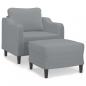 Preview: Sessel mit Hocker Hellgrau 60 cm Stoff
