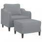Preview: Sessel mit Hocker Hellgrau 60 cm Stoff
