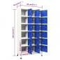 Preview: Schließfachschrank Grau und Blau 90x40x180 cm Stahl