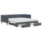 Preview: Tagesbett Ausziehbar mit Schubladen Dunkelgrau 100x200 cm Samt
