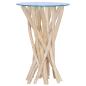 Preview: Couchtisch mit Glasplatte 35x35x50 cm Massivholz Teak