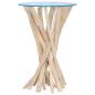 Preview: Couchtisch mit Glasplatte 35x35x50 cm Massivholz Teak