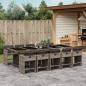 Preview: ARDEBO.de - 11-tlg. Garten-Essgruppe mit Kissen Grau Poly Rattan