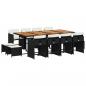 Preview: ARDEBO.de - 13-tlg. Garten-Essgruppe mit Kissen Schwarz Poly Rattan