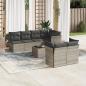 Preview: ARDEBO.de - 8-tlg. Garten-Sofagarnitur mit Kissen Hellgrau Poly Rattan