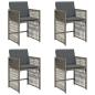 Preview: Gartenstühle mit Kissen 4 Stk. Grau Poly Rattan
