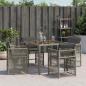 Preview: Gartenstühle mit Kissen 4 Stk. Grau Poly Rattan