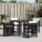 Preview: Gartenstühle mit Kissen 4 Stk. Schwarz Poly Rattan