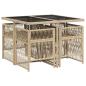 Preview: ARDEBO.de - 5-tlg. Garten-Essgruppe mit Kissen Beigemischung Poly Rattan