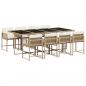 Preview: 9-tlg. Garten-Essgruppe mit Kissen Beige Poly Rattan