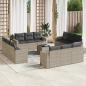 Preview: ARDEBO.de - 13-tlg. Garten-Sofagarnitur mit Kissen Hellgrau Poly Rattan