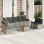 Preview: ARDEBO.de - 9-tlg. Garten-Sofagarnitur mit Kissen Hellgrau Poly Rattan