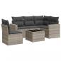 Preview: 6-tlg. Garten-Sofagarnitur mit Kissen Hellgrau Poly Rattan
