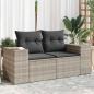 Preview: ARDEBO.de - Gartensofa mit Kissen 2-Sitzer Hellgrau Poly Rattan