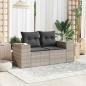 Preview: Gartensofa mit Kissen 2-Sitzer Hellgrau Poly Rattan