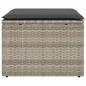 Preview: Gartenhocker mit Kissen Hellgrau 55x55x37 cm Poly Rattan