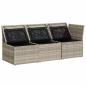Preview: Gartensofa mit Kissen 3-Sitzer Hellgrau Poly Rattan