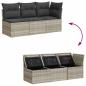 Preview: Gartensofa mit Kissen 3-Sitzer Hellgrau Poly Rattan