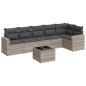 Preview: 7-tlg. Garten-Sofagarnitur mit Kissen Hellgrau Poly Rattan