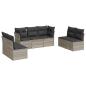 Preview: 7-tlg. Garten-Sofagarnitur mit Kissen Hellgrau Poly Rattan