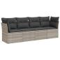 Preview: 4-tlg. Garten-Sofagarnitur mit Kissen Hellgrau Poly Rattan