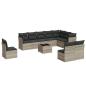 Preview: 11-tlg. Garten-Sofagarnitur mit Kissen Hellgrau Poly Rattan