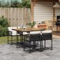 Preview: ARDEBO.de - 5-tlg. Garten-Essgruppe mit Kissen Schwarz Poly Rattan