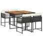 Preview: 5-tlg. Garten-Essgruppe mit Kissen Schwarz Poly Rattan