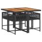 Preview: 5-tlg. Garten-Essgruppe mit Kissen Schwarz Poly Rattan