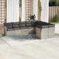 Preview: ARDEBO.de - 9-tlg. Garten-Sofagarnitur mit Kissen Hellgrau Poly Rattan