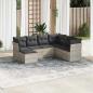 Preview: ARDEBO.de - 7-tlg. Garten-Sofagarnitur mit Kissen Hellgrau Poly Rattan