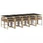 Preview: 11-tlg. Garten-Essgruppe mit Kissen Beige Poly Rattan