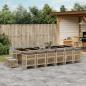 Preview: ARDEBO.de - 17-tlg. Garten-Essgruppe mit Kissen Beigemischung Poly Rattan
