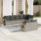 Preview: ARDEBO.de - 8-tlg. Garten-Sofagarnitur mit Kissen Hellgrau Poly Rattan