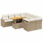 Preview: 9-tlg. Garten-Sofagarnitur mit Kissen Beige Poly Rattan