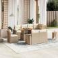 Preview: ARDEBO.de - 9-tlg. Garten-Sofagarnitur mit Kissen Beige Poly Rattan