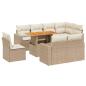 Preview: 9-tlg. Garten-Sofagarnitur mit Kissen Beige Poly Rattan