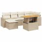 Preview: 7-tlg. Garten-Sofagarnitur mit Kissen Beige Poly Rattan