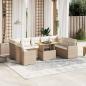 Preview: ARDEBO.de - 10-tlg. Garten-Sofagarnitur mit Kissen Beige Poly Rattan