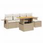 Preview: 6-tlg. Garten-Sofagarnitur mit Kissen Beige Poly Rattan