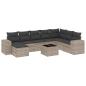 Preview: 9-tlg. Garten-Sofagarnitur mit Kissen Hellgrau Poly Rattan