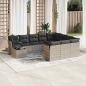 Preview: ARDEBO.de - 11-tlg. Garten-Sofagarnitur mit Kissen Hellgrau Poly Rattan
