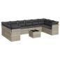 Preview: 11-tlg. Garten-Sofagarnitur mit Kissen Hellgrau Poly Rattan